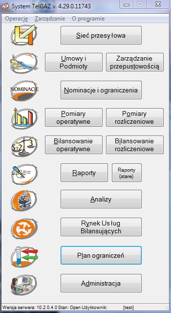 Główne okno systemu TelGAZ firmy TEL-STER Sp. z o.o.